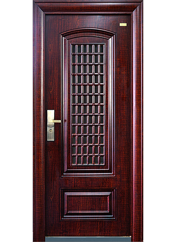 Heat Transferred Steel Doors with Small Child Door for Home - Wooden Finished Style - 3 & 4 Feet Door
